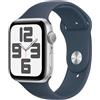 Apple Watch SE (2ª generazione, 2023) GPS 44 mm Smartwatch con cassa in alluminio color argento e Cinturino Sport blu tempesta - S/M. Fitness tracker, monitoraggio del sonno, Rilevamento incidenti