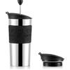 BODUM Set caffettiera da viaggio French Press, acciaio inossidabile con coperchio extra, sottovuoto, 350 ml/12 oz, nero