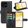 JIUNINE Cover per Realme C53 / Realme C51 / Realme Note 50, Custodia Portafoglio Libro in Pelle Sintetica Antiurto Cover Flip Case con [Carta Fessura] [Supporto Stand] [Fibbia Magnetica], Nero