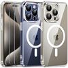 iVoler Cover Magnetica Compatible per iPhone 15 Pro 6,1 Pollici con 2 Pellicole Vetro Temperato Compatibile con MagSafe, Custodia Traslucida Opaca Posteriore Sottile Antiurto (Trasparente)