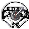 XUSANSHI 30cm Orologio Chef Butcher Coltelli incrociati Disco in vinile Orologio da parete Cucina Sala da pranzo Decor Macelleria Grigliare BBQ Party Orologio decorativo