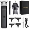 BarberBoss Rasoio portatile per barba e capelli, tagliacapelli professionale per uomo, ricaricabile via USB, luce rossa/verde, lama in acciaio inossidabile, QR-2090