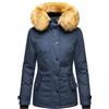 Navahoo B392 - Giacca invernale calda da donna, parka con cappuccio in pelliccia sintetica Blu XS