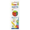 Giotto Mega, Matite Colorate Spesse, Formato Esagonale, Mina 5,5mm, Colori Fluo Assortiti, 6 Pezzi