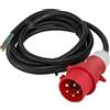 as - Schwabe Cavo di collegamento CEE - 5 m H07RN-F 5G6 - Cavo di alimentazione - Spina CEE con cavo - Cavo di alimentazione con puntali - 400V, 32A - IP44, nero/rosso - 70970