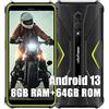 Ulefone Armor X12 Pro Rugged Smartphone, 8GB+64GB+256GB Espandibile, Octa-core Android 13 Telefono Cellulari Resistente IP68, 13MP+8MP, 5,45HD+ 4860mAh Dual SIM 4G Cellulare Offerta,NFC OTG GPS,Verde