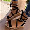 ZYONG Moda Donna Sandali Estate 2021 Scarpe con Zeppa Serpente Stampa Etnica Moda Casual Lace Up Scarpe da Donna Beach Ladies Sandalias