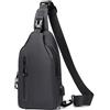 Lidxfeo Borsa a Tracolla Antifurto, Borse Petto Impermeabile da Uomo, Borsa Crossbody con Porta di Ricarica USB, Zaino a Tracolla con Tasche Multiple, per Escursionismo, Viaggio, Arrampicata ecc