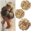 PORSMEER 2 pezzi Chignon Finto per Capelli, Elastici Chignon Finto Sintetica Ondulato Capelli Veri Coda di Cavallo Pezzo di Capelli Spessi Updo per Donne Ragazze