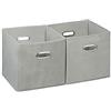 Relaxdays Set da 2 Cestini Porta-Oggetti, senza Coperchio con Manico, Pieghevole, Ceste Quadrate di Stoffa 30 cm, Grigio