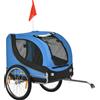 PawHut Carrellino Rimorchio per Cani Animali Domestici da Bicicletta 130 x 73 x 90cm Azzurro e nero|Aosom
