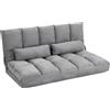 HOMCOM Divano da Terra Pieghevole a Lettino, Schienale Reclinabile su 7 Livelli e Cuscini, 130x73x60cm Grigio Chiaro|Aosom