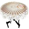 NC AMIPOS - Tovaglie rotonde in pizzo di cotone lavorato a mano, per decorare la tavola, la casa, le nozze e le feste, 90 cm, colore: bianco
