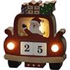 Konstsmide 3272-550 - Silhouette in legno a LED Santa in auto con dadi, con timer da 6H, 3 diodi bianchi caldi, funzionamento a batteria, interno, 2 batterie AAA da 1,5 V (non incluse)