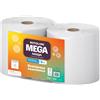 Rotoloni carta asciugatutto industriale: Confezione da 2 bobine di carta 668 strappi, rotoloni asciugatutto in pura cellulosa