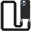 Tawarror Cover per iPhone 15 Pro Max con Cordino, Custodia Silicone Morbida Sottile con Regolabile Tracolla con Laccio Collana Practical Stylish Flessibile Antiurto per iPhone 15 Pro Max Case - Nero