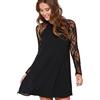 MEIION Vestiti Donna Eleganti Ragazza di Moda in Pizzo Giuntura Chiffon delle Abiti Cerimonia Rotondo Collo Corti Manica Lunga Linea A-Line Estivi Ragazza Vestitini Tulle,L