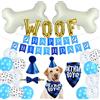 ASTARON Forniture per Feste di Compleanno per Cani da Compagnia, Cappello di Compleanno per Cani Blu Ragazzo Bandana con Palloncini in Osso Banner di Compleanno per Cuccioli per Decorazioni per Feste