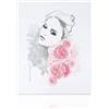 Declea Quadro Peonies Girl Stampa con fiori - arredamento moderno per soggiorno casa Stampa con telaio in legno realizzato a mano