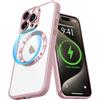 Pepmune Cover Magnetica per iPhone 15 Pro Custodia Compatibile con Magsafe Trasparente Placcatura Disegno Antiurto Case Cover per iPhone 15 Pro Rosa