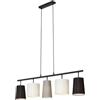 BRILONER Nero, Leuchten Lampadario a Sospensione da soffitto a 5 luci - Design by Kare con paralumi in tessuto - Compatibile con lampadine E14, Bianc 40 W, 96 cm