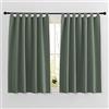 PONY DANCE Tende Oscuranti Termiche Isolanti per Interni 2 Pezzi 140x145 CM Tende Corte con Passanti Curtains Bambini Cameretta per Finestre Piccole, Verde Grigiastro