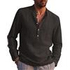 LVCBL - Camicia da uomo a maniche lunghe, estiva, per il tempo libero, in lino, vestibilità normale, grigio scuro, XXXL