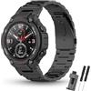 SenMore Cinturino Compatibile con Amazfit T-Rex/Amazfit T-Rex Pro, Sgancio Rapido Acciaio Inossidabile Metallo Braccialetto Polso Band Cinturino di Ricambio per Amazfit T-Rex/T-Rex Pro.