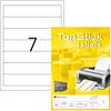 TopStick Etichette autoadesive per dorso, 7 etichette per foglio A4, 1000 fogli, 192 x 38 mm, 7000 etichette, etichette adesive vuote per cartelle a leva, per stampanti laser e inkjet, bianco