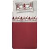 PENSIERI DELICATI Completo Letto Singolo, Flanella 100% Cotone Caldo e Morbido, Completo Lenzuola 1 Piazza 90 x 200 cm, Include Lenzuolo Sotto, Sopra e 1 Federa, Made in Italy, Fantasia Gnomi Rosso