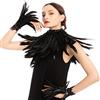 Spooktacular Creations Set di accessori neri da regina cattiva con scialle di piume e polsino di piume per Halloween Cosplay Party Gothic Crow Maleficent Costume Dress Up