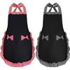FunChaos 2 Pezzi Grembiule da Donna Carino, Grembiule Nero con 2 Tasche, Grembiule da Cucina Impermeabile, Grembiule da Cuoco per Cucinare, Giardinaggio, Regali Perfetti per Mamma, Moglie, Fidanzata, Nonna