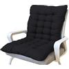 DG Catiee Morbido cuscino per sedia con schienale basso, con lacci di fissaggio, cuscino per sedia reclinabile, con schienale, per casa e ufficio (60 x 40 cm, nero)