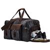BRASS TACKS Leathercraft Borsone da Viaggio Impermeabile Uomo Donna in Tela Cerata e Pelle Vintage, Borsa da Viaggio 40L con Scomparto Scarpe Separato, Duffle Bag per Palestra, Sport, Weekend, Trekking