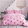 Morbuy Set Copripiumino Una Piazza e Mezza 200 x 200cm e 2 Federe, Sacco Copripiumino Reversibile Ragazza in Microfibra con Motivo di Fragola, Copri Piumone Traspirante, Rosa