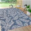 JONATHAN Y SMB119B-8 Nevis Palm Fronda Tappeto per esterni per interni, costiero, casual, country e floreale e facile pulizia, cortile, patio, non spargimento, marina/avorio, 240 cm X 300 cm