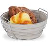 Relaxdays Cestino Portapane da Colazione in Metallo, Inserto in Stoffa, Rotonda, Rimovibile, Lavabile, in Grigio