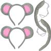 SKHAOVS 4 Pezzi Set di Costumi Topo Simpatico Set di Costumi Animali,Fascia per Orecchie Set di Vestire Animali Coda Costume in Maschera Accessorio,per Festa di Halloween,Feste in Costume (4 pcs)
