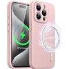 JETech Cover Magnetica Silicone per iPhone 15 Pro Max 6,7 Pollici, Compatibile con MagSafe, Custodia Telefono con Protezione Fotocamera Completa (Rosa)