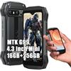 Blackview Mini Rugged Smartphone N6000, MTK G99 16GB+256GB, Android 13 Telefono Robusto, 48MP+16MP, 3880mAh 18W, 4.3 QHD+ Schermo Cellulari Resistente IP68, Dual 4G LTE, NFC, OTG, GPS, FM, Nero