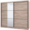 BellaHome Armadio 2 ante scorrevoli madrid con specchio effetto quercia 242x60x215,5 cm