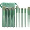 REEKNOKOL Set di 13 pennelli per trucco, pennelli per trucco, set di pennelli per trucco morbido con custodia in peluche per fard, ombretto, lucidalabbra in polvere (ciano)