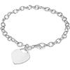Tuscany Silver Bracciale da Donna in Argento Sterling con Charm Cuore 16.8 x 18.9 mm su Catena Belcher da 19 cm/7.5