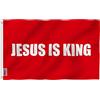 Anley Fly Breeze 3 x 5 piedi Jesus is King Flag - Colore vivido e resistente allo sbiadimento - Intestazione in tela e doppie cuciture - Bandiere cristiane bianche in poliestere 3 x 5 piedi