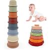 AESTEMON Giochi Montessori - Tazze e Anelli Impilabili, Regalo Bambino 1-3 Anni, Neonato 6-9 Mesi