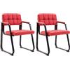 CLP Set di 2 sedie per visitatori Canada B con imbottitura e rivestimento in similpelle I Sedie per sala d'attesa con braccioli e struttura in metallo, Colore:rosso