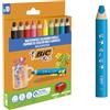 BIC Kids BIC Matite colorate multi-superficie e usi (ardesia, lavagna, vetro, plastica, legno.) - Astuccio di cartone con 10 matite larghe per bambini, miniera XXL, colori assortiti, misura matita inclusa