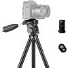Fotopro Treppiede, treppiede per fotocamera Cellulare Cavalletto da 48,9 pollici con treppiede per fotocamera, tripod in alluminio con telecomando Bluetooth, per iPhone, Samsung, Canon, Nikon