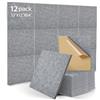 Xisono 12 Pezzi Pannelli Fonoassorbenti Adesivi, 30 x 30 x 0,9cm Pannello Fonoassorbente Ad Alta Densità,design smussato,Insonorizzazione Stanza per Cinema Domestico,Soggiorno,Camera da Letto (Grigio scuro)