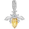 NINGAN Ciondolo a forma di ape in argento sterling 925 con topazio Collana Bracciale da donna compatibile